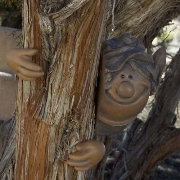 Elf Tree Hugger - Yard Decorations - Whimsical Tree Sculpture - Picture 2 of 4